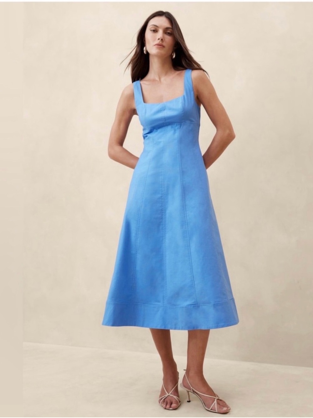 Banana Republic NATALIA SQUARE-NECK MIDI DRESS-Size 12